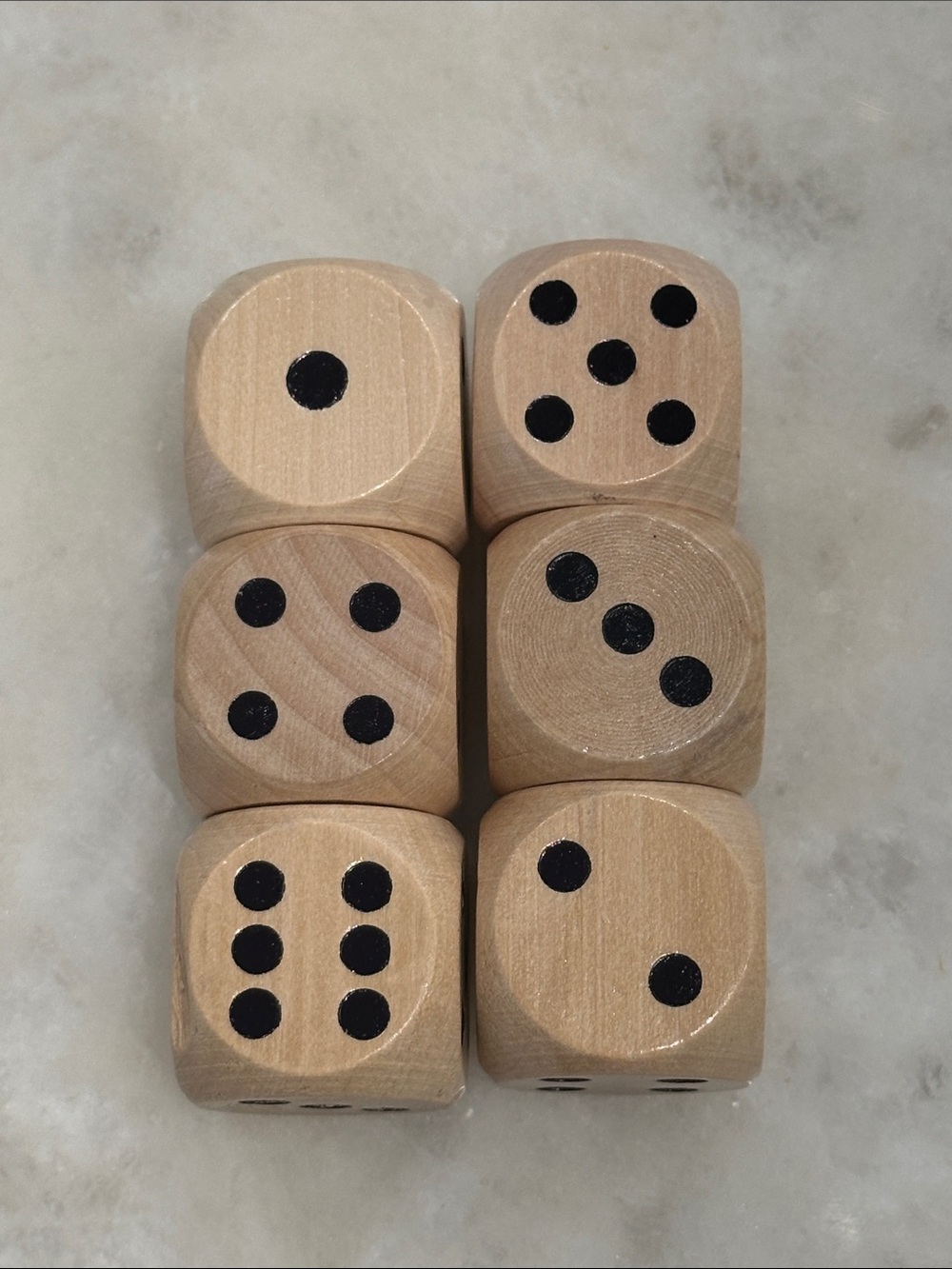 Natural Wood Large Dice Set - Black Pips